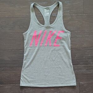 Nike Heather Gray Tank with Vibrant Pink Logo
